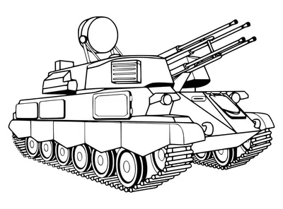 Рисунок раскраска танк - 74 фото