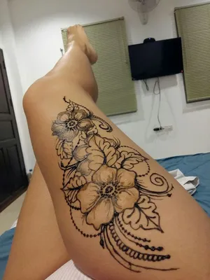 Тату хной,мехенди на бедре | Henna style tattoos, Henna inspired tattoos,  Thigh henna