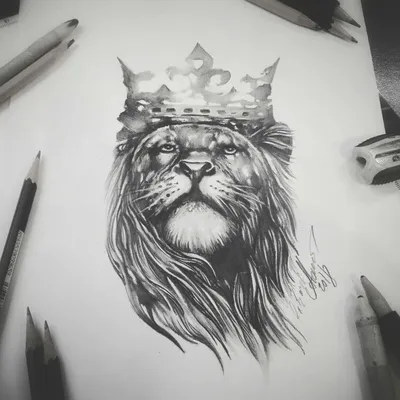 Тату эскиз - Лев и Корона. Эскиз нарисован карандашами FaberCastell за 2.5  саса. Тату мастер Вадим. Студия художественно… | Animal tattoo, Tattoos for  guys, Tattoos