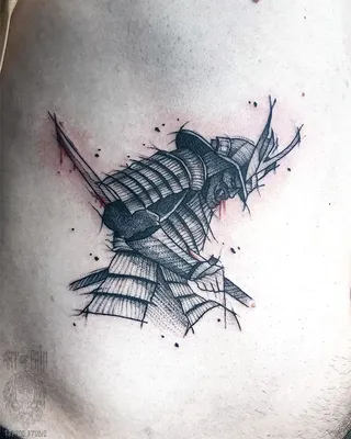 Татуировка мужская графика на боку самурай - мастер Мария Котова 6231 | Art  of Pain