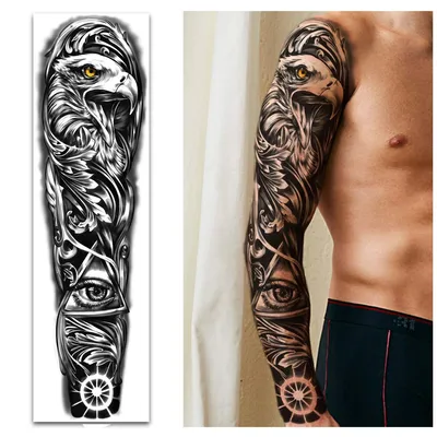 Временные татуировки на всю руку 8 листов и водонепроницаемые татуировки на  плече на половину руки 8 листов (ID#1623376499), цена: 1296 ₴, купить на  