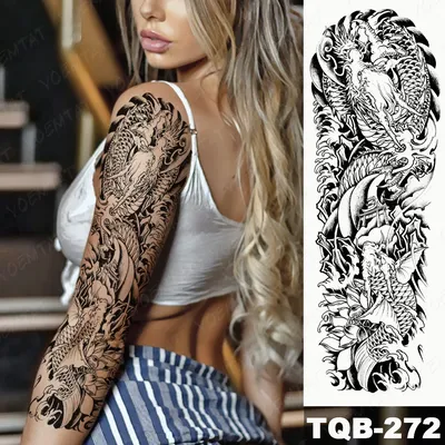 Женская водостойкая Временная тату-наклейка в виде дракона, лотоса,  Бодхисаттвы | AliExpress
