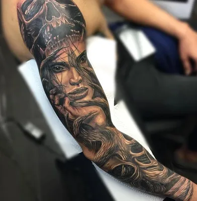 Татуировка мужская графика на руке маски - мастер Кирилл Плотников 6989 |  Art of Pain