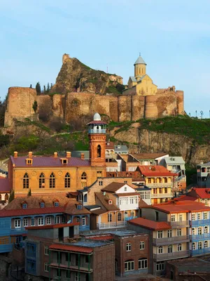 View of the Old Town of Tbilisi, Georgia after sunset Stock Photo - Alamy