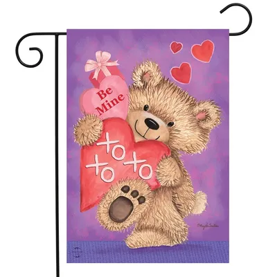 Be Mine Bear Valentine's Day Garden Flag Love Hearts Teddy Bear 12.5" x 18"  | eBay