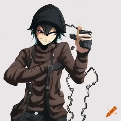 Image of an angry anime thief with broken chains on Craiyon