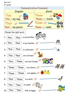 Demonstratives interactive and downloadable worksheet. You can do the … |  English grammar worksheets, English language learning activities, English  lessons for kids