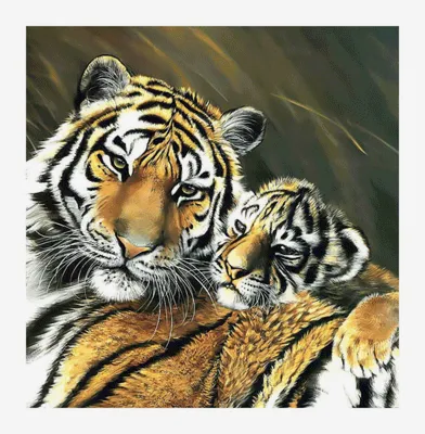 Схема вышивки «тигр с тигренком» (№2207750) - Вышивка крестом