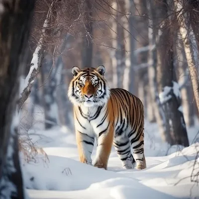 Фото тигр Большие кошки снеге Взгляд Животные