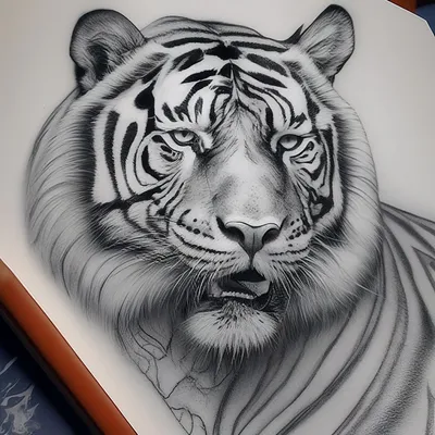 Тигр, набросок карандашом, филигранно» — создано в Шедевруме