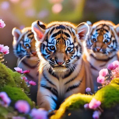 Милые тигрята на природе, эстетично…» — создано в Шедевруме