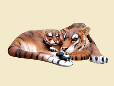 Амурские тигрица и тигрёнок, …» — создано в Шедевруме