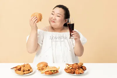 Толстых девушек с едой картинки