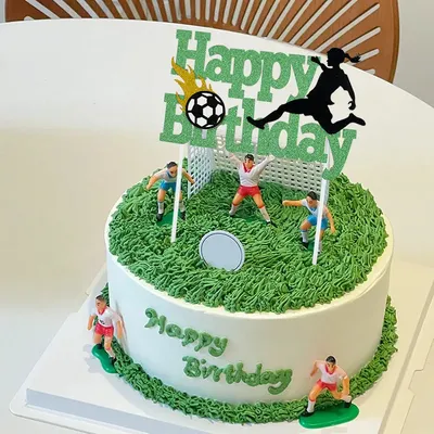 Топпер для торта «С Днем Рождения» с надписью для футбола, тематическая  вечеринка на день рождения, украшения для детей, для мальчиков 1 год,  украшения для вечеринок | AliExpress