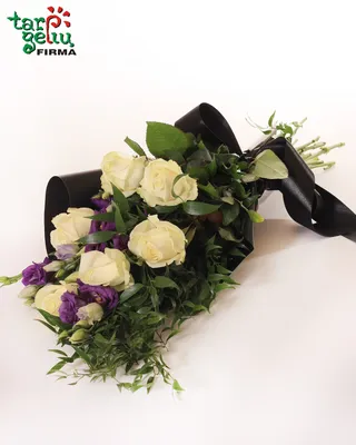 Траурный букет из живых цветов "Розы - хризантемы - папоротник"– купить в  интернет-магазине, цена, заказ online