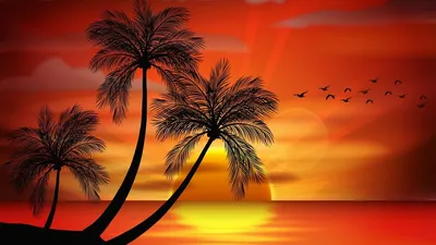 ᐉ Настенний декор Три пальмы на вечернем пляже 50x25 см (Y1-78)
