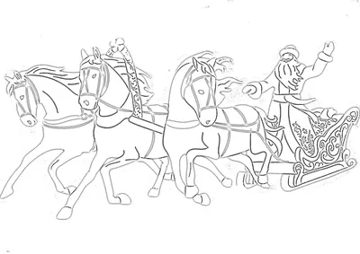 Тройка Лошадей Рисунок (48 Фото)