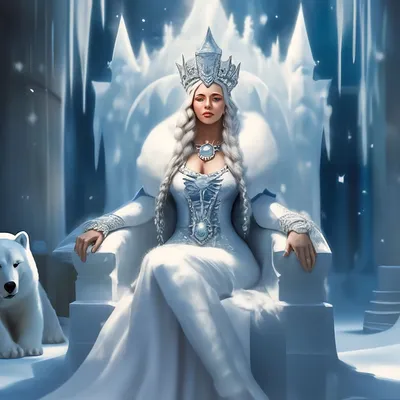 Снежная королева сидит на троне в …» — создано в Шедевруме