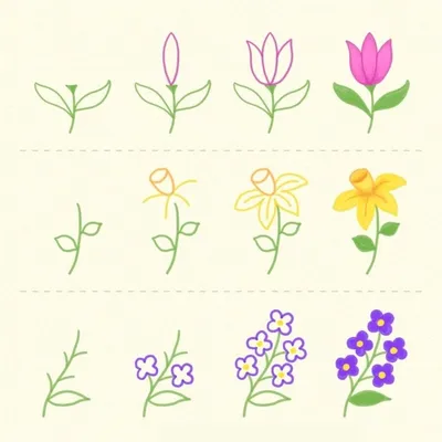 Как Нарисовать Цветы для Детей🌼 Рисуем Рисунки Своими Руками🖌️ Уроки  Рисования для Начинающих - YouTube