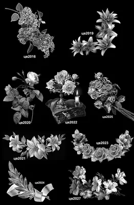 Гравировка Цветы на памятник АМ-9106 | Стелла-Сервис Серпухов