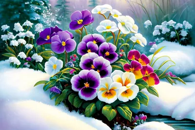 Весенние цветы в снегу - обои для рабочего стола, картинки, фото