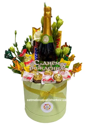 Подарочное украшение шампанского цветами с конфетами – купить в  интернет-магазине  с доставкой