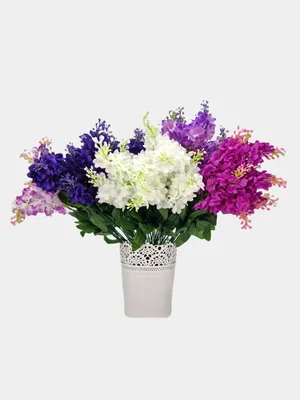 Купить Искусственные цветы сирень на кладбище или для декора синяя и белая  2 шт. / Высота букетов 44 см., 9 веток по выгодной цене в интернет-магазине   (1217693216)