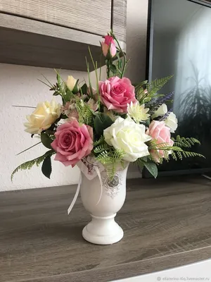 Искусственные цветы в вазе, Декор ПоДар.Ок Home 41606555 купить за 1 020 ₽  в интернет-магазине Wildberries