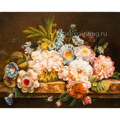 Картина маслом "Цветы на столе" Якущенко