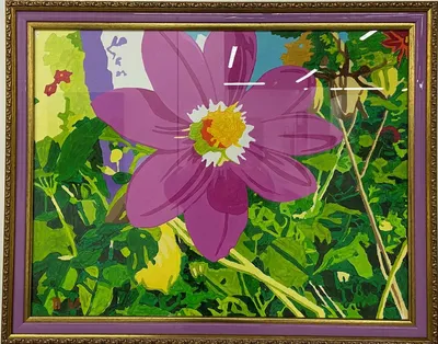 Натюрморт маслом "Букет полевых цветов в синей вазе" 40x50 KI201101 купить  в Москве