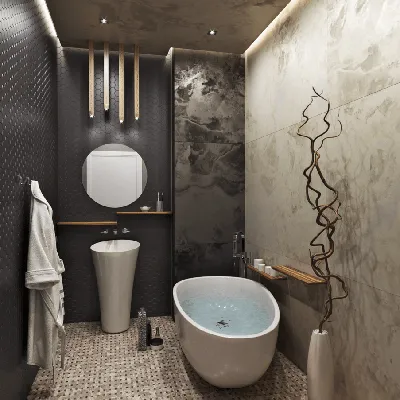 Туалет 2.2 м², Скандинавский стиль: купить готовый дизайн-проект туалета в  стиле "Скандинавский" для жк "смайлино" - ReRooms