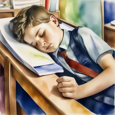 В школе за партой, ученик спит, …» — создано в Шедевруме