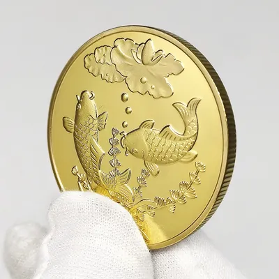 Коллекционные китайские монеты, рыба кои, удачи вам, коллекционная золотая  монета, талисман на удачу, памятный сувенир, подарок | AliExpress