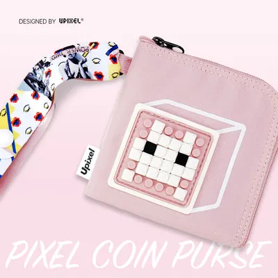 Upixel Wallet Bag, Purse Bag for Cards Keys, Coins-Black/Blue/Pink