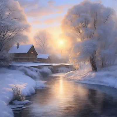 Зимний утренний пейзаж (53 фото) - 53 фото