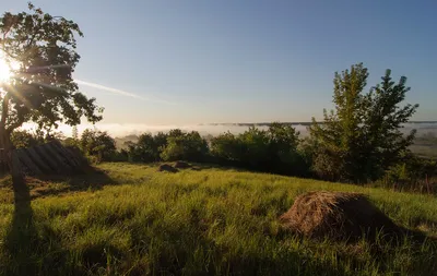 Туманное осеннее утро в деревне - 61 фото