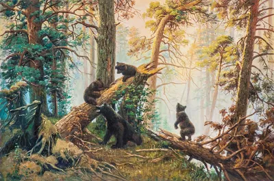 Копия картины Ивана Шишкина "Утро в сосновом лесу, 1889" (худ. Савелия  Камского) 60x90 IS200201 купить в Москве