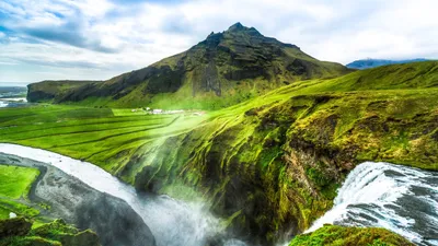 SpashScreen - Широкоформатные обои и заставки на рабочий стол - Iceland,  mountains, nature, waterfall, greens, beautiful landscape, Исландия, горы,  природа, водопад, зелень, красивый пейзаж