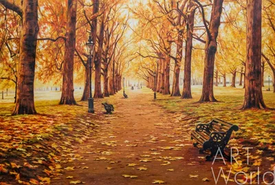 Картина Пейзаж маслом "Осенью в парке" 60x90 SK151221 купить в Москве