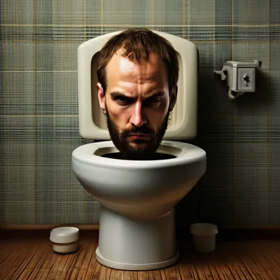 Голова мужчины в туалете» — создано в Шедевруме
