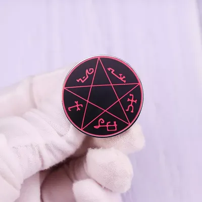 Значок с символом в виде ловушки дьявола сверхъестественное, черная кнопка  | AliExpress