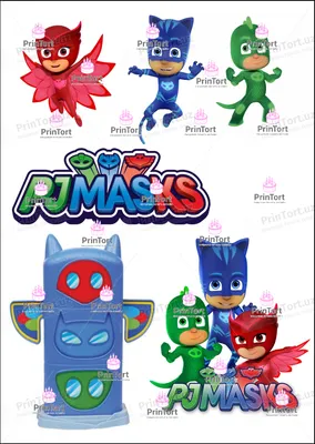 Картинка для торта Герои в масках "PJ Masks" - PT101656 печать на сахарной  пищевой бумаге