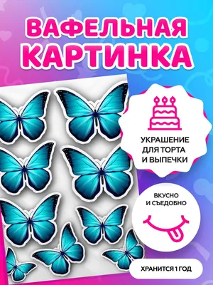 Вафельные картинки для торта на День рождения "Бабочки". Декор для торта /  съедобная бумага А4 - купить с доставкой по выгодным ценам в  интернет-магазине OZON (727171790)
