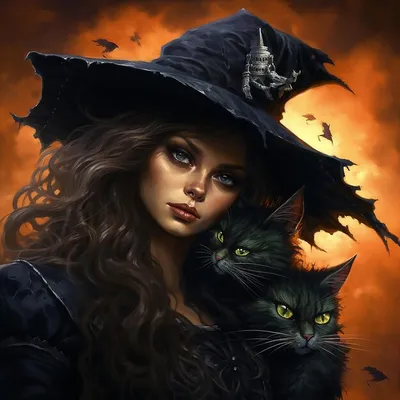 Средняя фигура кота в шляпе ведьмы - Steamretro