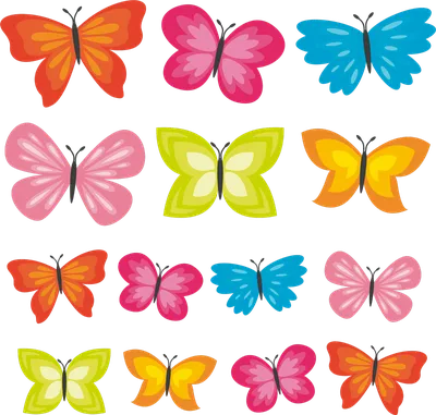 Милые бабочки. декоративные весенние бабочки красочные крылья. монарх,  мотылек и стрекоза. набор плоских векторных тропических красивых цветочных  насекомых. весенний монарх и бабочка, иллюстрация насекомых животных |  Премиум векторы