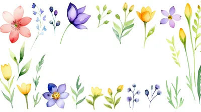 Весенние и летние листья и цветы раскрашенные вручную орнаментом PNG ,  Цветочный вектор, Цветочная линия, Рисование линий PNG картинки и пнг PSD  рисунок для бесплатной загрузки