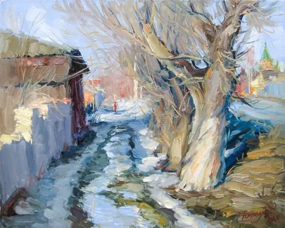 Весенние ручьи - Демьянов Арт | Winter landscape painting, Landscape  paintings, Winter painting