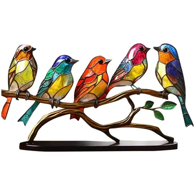 Окрашенные настольные украшения, Двухсторонние цветные птицы, серия в форме  животных, железные художественные украшения для дома | AliExpress