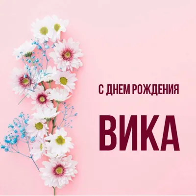 Открытка с именем Вика С днем рождения. Открытки на каждый день с именами и  пожеланиями.