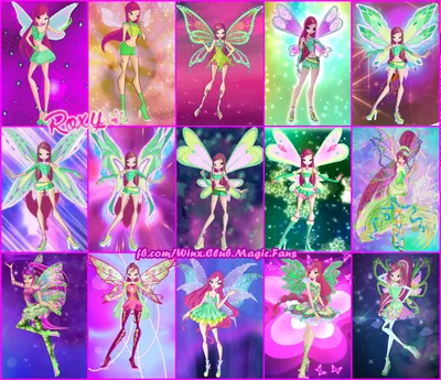 Blue Fairy / Winx Club — Roxy in all her transformations, including those...